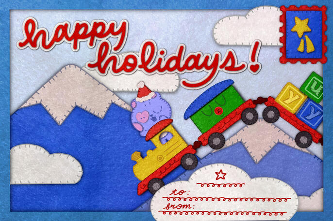 happy holidays card; Procreate on iPad