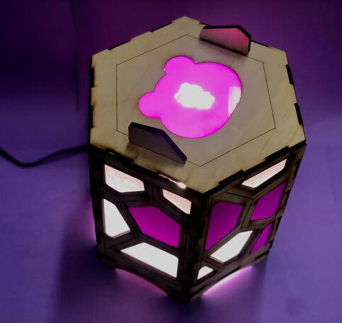 yu bear lamp; laser cut wood and acrylic